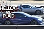 10-Second Dodge Challenger Hellcat Drag Races Tesla Model S Plaid for 1/4-Mile Supremacy