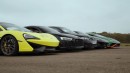 Audi A3 sleeper vs. McLaren 570S vs. Audi R8 V10 vs Lamborghini Huracan STO