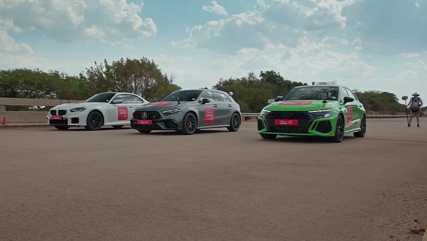 M2 vs RS3 vs A45 S - #CarsAwards Quarter-mile shootout!