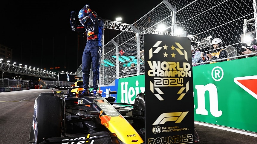Max Verstappen celebrates victory