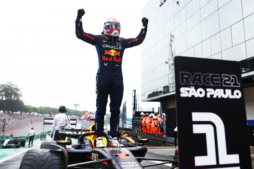 Max Verstappen celebrates victory Max Verstappen celebrates victory