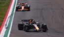 Max Verstappen battles Lando Norris