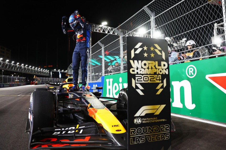 Max Verstappen celebrates his fourth world title Max Verstappen celebrates his fourth world title