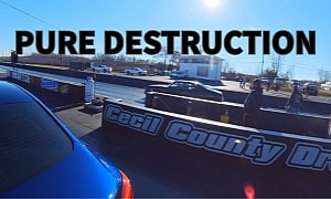 Modded Infiniti Q50 Red Sport Races Small-Block Chevy Nova, Loser Gets Humiliated