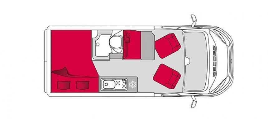 The Pilote V450G is the smallest Vega panelvan from Pilote but it can still sleep up to 4 people at once